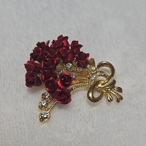 Red Rose Floral Brooch